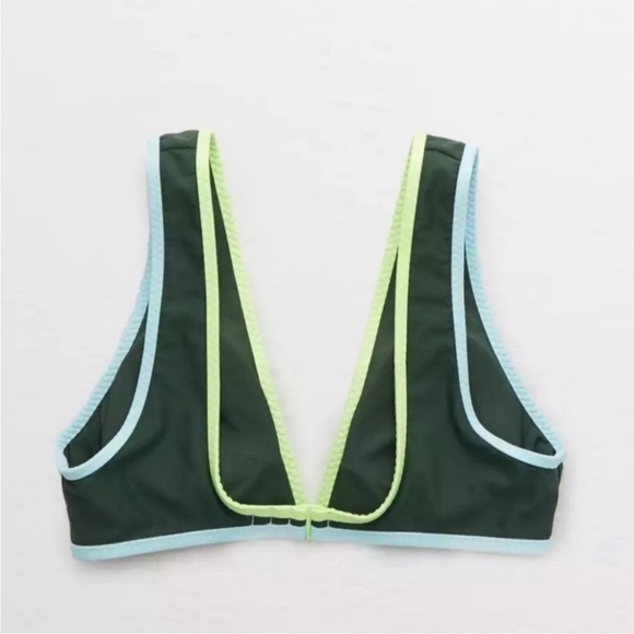 Aerie Wide Strap Plunge Bikini Top and Bikini Bottoms in Sycamore size small - Picture 4 of 11